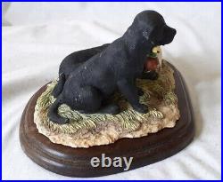 1990 Border Fine Arts Black Lab Pups With Decoy Duck 123a