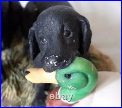 1990 Border Fine Arts Black Lab Pups With Decoy Duck 123a