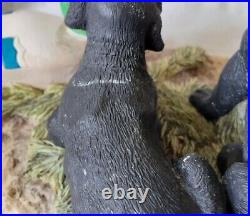 1990 Border Fine Arts Black Lab Pups With Decoy Duck 123a