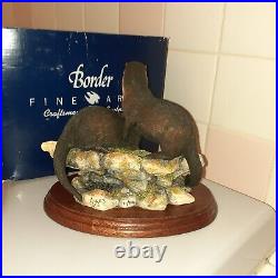 1994 BORDER Fine Arts Hand Made in Scotland SPRING ROMANCE Pair 0f Otters withBox