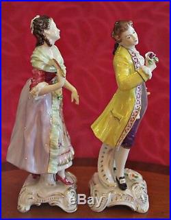 A Pair of Antique German Rudolpf Kammer of Volkstedt Porcelain Figurines