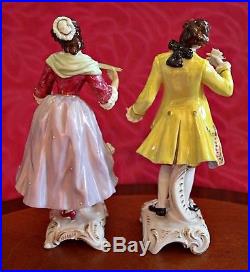 A Pair of Antique German Rudolpf Kammer of Volkstedt Porcelain Figurines