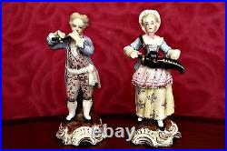 A Pair of Antique German Sitzendorf Porcelain Figurines'Musicians' 1887-1900