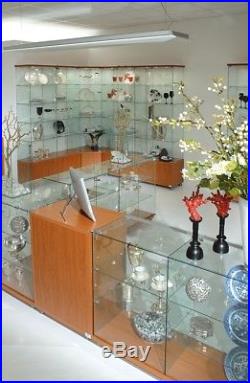 All Glass Display Cabinet with Lockable Door Toughened Glass 90H x 117 x 40 cm