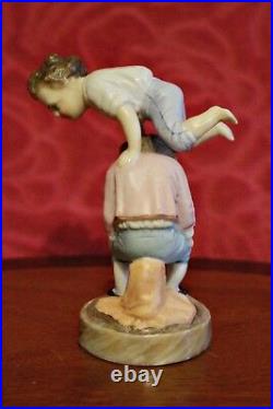 Antique Rare Ernst Bohne & Son Porcelain Group Figurine'Playing Boys' 1854-1900