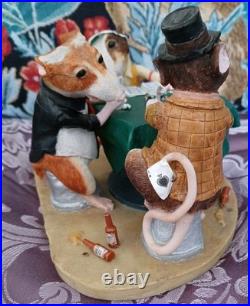 BORDER FINE ARTS 2007 ENESCO A7907 RAT PACK Drinking + Playing Poker Ornament
