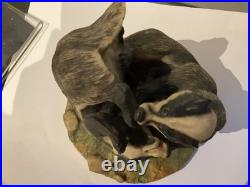 BORDER FINE ARTS BADGERS PAIR FIGHTING BY HAYTON 1977 No. 003 VINTAGE MAMMALS