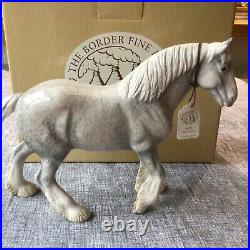 BORDER FINE ARTS SHIRE STALLION Grey Tones Model A4593 New Boxed 23x19cm