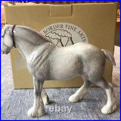 BORDER FINE ARTS SHIRE STALLION Grey Tones Model A4593 New Boxed 23x19cm