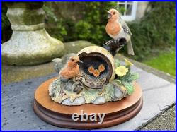 BORDER FINE ARTS THE JOYS OF SPRING 2 ROBINS AND CHICKS FIGURINE by Ray Ayres