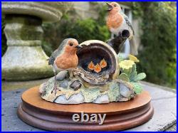 BORDER FINE ARTS THE JOYS OF SPRING 2 ROBINS AND CHICKS FIGURINE by Ray Ayres