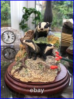 Badgers & Family Hand Painted Ornament by David Walton 2