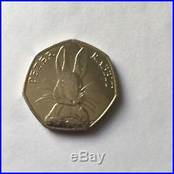 Beatrix Potter Peter Rabbit 50p Coin, Half Whisker 2016 Very Good Condition