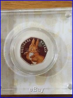 Beatrix Potter Squirrel Nutkin Silver Proof 50p coin 2016 Uncirculated Mint