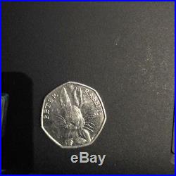Beatrix potters Peter Rabbit uncirculated rare 2016 fifty pence 50p silver coin