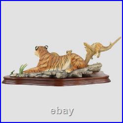 Bengal Tigress And Cubs Border Fine Arts