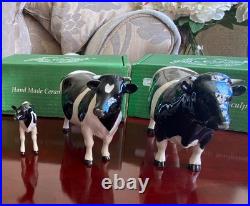 Beswick Friesian Bull, Cow and Calf Hand Made Ceramic Sculpture Set'Champion