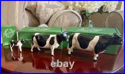 Beswick Friesian Bull, Cow and Calf Hand Made Ceramic Sculpture Set'Champion