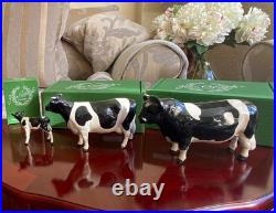 Beswick Friesian Bull, Cow and Calf Hand Made Ceramic Sculpture Set'Champion