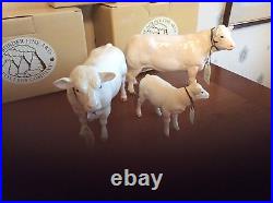 Border Fine Art Cattle Charolais Cow 4599, Bull 4598 Calf 4602 Family Boxed