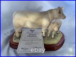 Border Fine Art Charolais Cow & Calf With Coa Limited Ed 1326/1500 By R Ayres