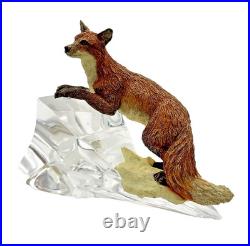 Border Fine Art Sculpture Fox on a crystal base. Collection c. 1986