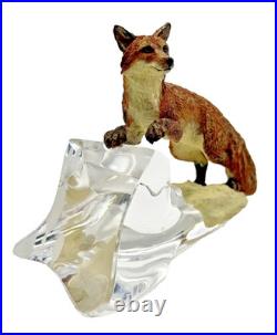 Border Fine Art Sculpture Fox on a crystal base. Collection c. 1986