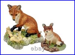 Border Fine Art Sculpture Two Fox Figurine Hand Made in Scotland c. 1986 Border Fine Art Sculpture Two Fox Figurine Hand Made in Scotland c. 1986