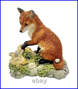 Border Fine Art Sculpture Two Fox Figurine Hand Made in Scotland c. 1986 Border Fine Art Sculpture Two Fox Figurine Hand Made in Scotland c. 1986