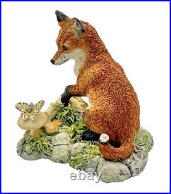 Border Fine Art Sculpture Two Fox Figurine Hand Made in Scotland c. 1986 Border Fine Art Sculpture Two Fox Figurine Hand Made in Scotland c. 1986