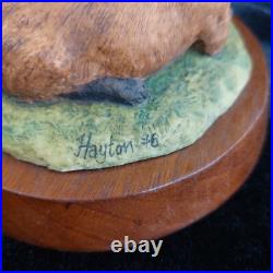 Border Fine Arts 1986 Hayton Foxes Figurine Hand Made Scotland Wood Base 5in