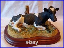 Border Fine Arts 2005 Holstein Friesian Lying Cow A5273 Sculpture. Signed