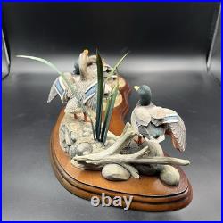 Border Fine Arts A1872 Sunny Afternoon Mallards Figure Wooden Base 2002 RARE VGC