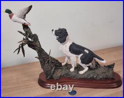 Border Fine Arts B1180 Ltd Edition Flushed Black And White Spaniel with Mallard
