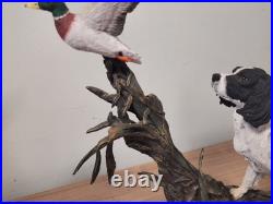 Border Fine Arts B1180 Ltd Edition Flushed Black And White Spaniel with Mallard