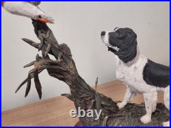 Border Fine Arts B1180 Ltd Edition Flushed Black And White Spaniel with Mallard