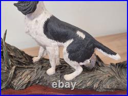 Border Fine Arts B1180 Ltd Edition Flushed Black And White Spaniel with Mallard