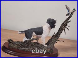 Border Fine Arts B1180 Ltd Edition Flushed Black And White Spaniel with Mallard
