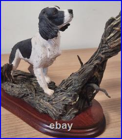 Border Fine Arts B1180 Ltd Edition Flushed Black And White Spaniel with Mallard