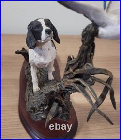 Border Fine Arts B1180 Ltd Edition Flushed Black And White Spaniel with Mallard