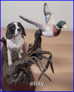 Border Fine Arts B1180 Ltd Edition Flushed Black And White Spaniel with Mallard