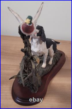 Border Fine Arts B1180 Ltd Edition Flushed Black And White Spaniel with Mallard