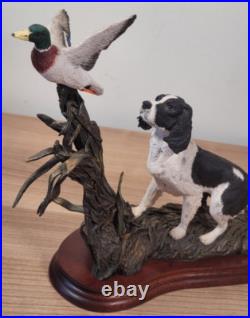 Border Fine Arts B1180 Ltd Edition Flushed Black And White Spaniel with Mallard
