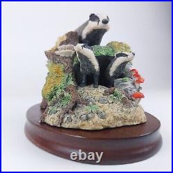 Border Fine Arts Badgers Figurine 1991 Handmade, Signed by David Walton