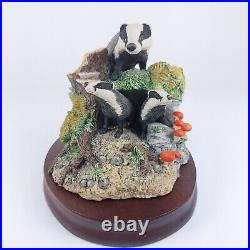 Border Fine Arts Badgers Figurine 1991 Handmade, Signed by David Walton