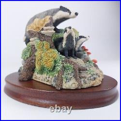 Border Fine Arts Badgers Figurine 1991 Handmade, Signed by David Walton