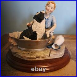 Border Fine Arts Bath Time B0086 Boy bathing his Border Collie Dog 6 by 5 1/2