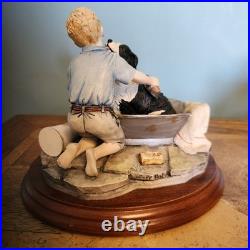 Border Fine Arts Bath Time B0086 Boy bathing his Border Collie Dog 6 by 5 1/2