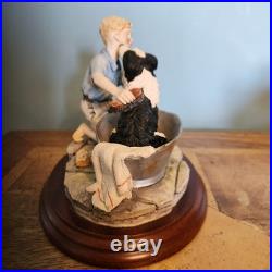 Border Fine Arts Bath Time B0086 Boy bathing his Border Collie Dog 6 by 5 1/2