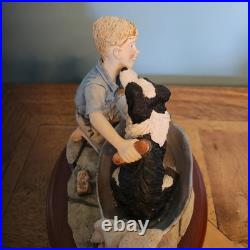 Border Fine Arts Bath Time B0086 Boy bathing his Border Collie Dog 6 by 5 1/2